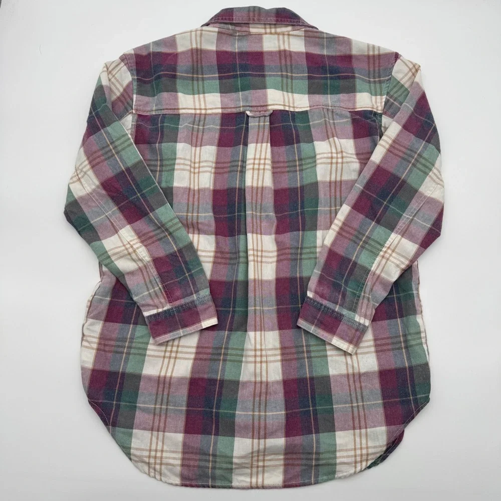 American Eagle Womens Plaid Button Down Shirt Small Oversized Flannel Top - Picture 4 of 4